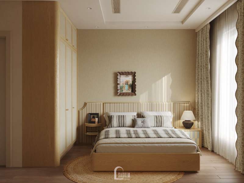 Thiết kế nội thất phòng ngủ 2 tại Viha Complex Leciva mang vẻ đẹp ấm áp và thanh lịch.

